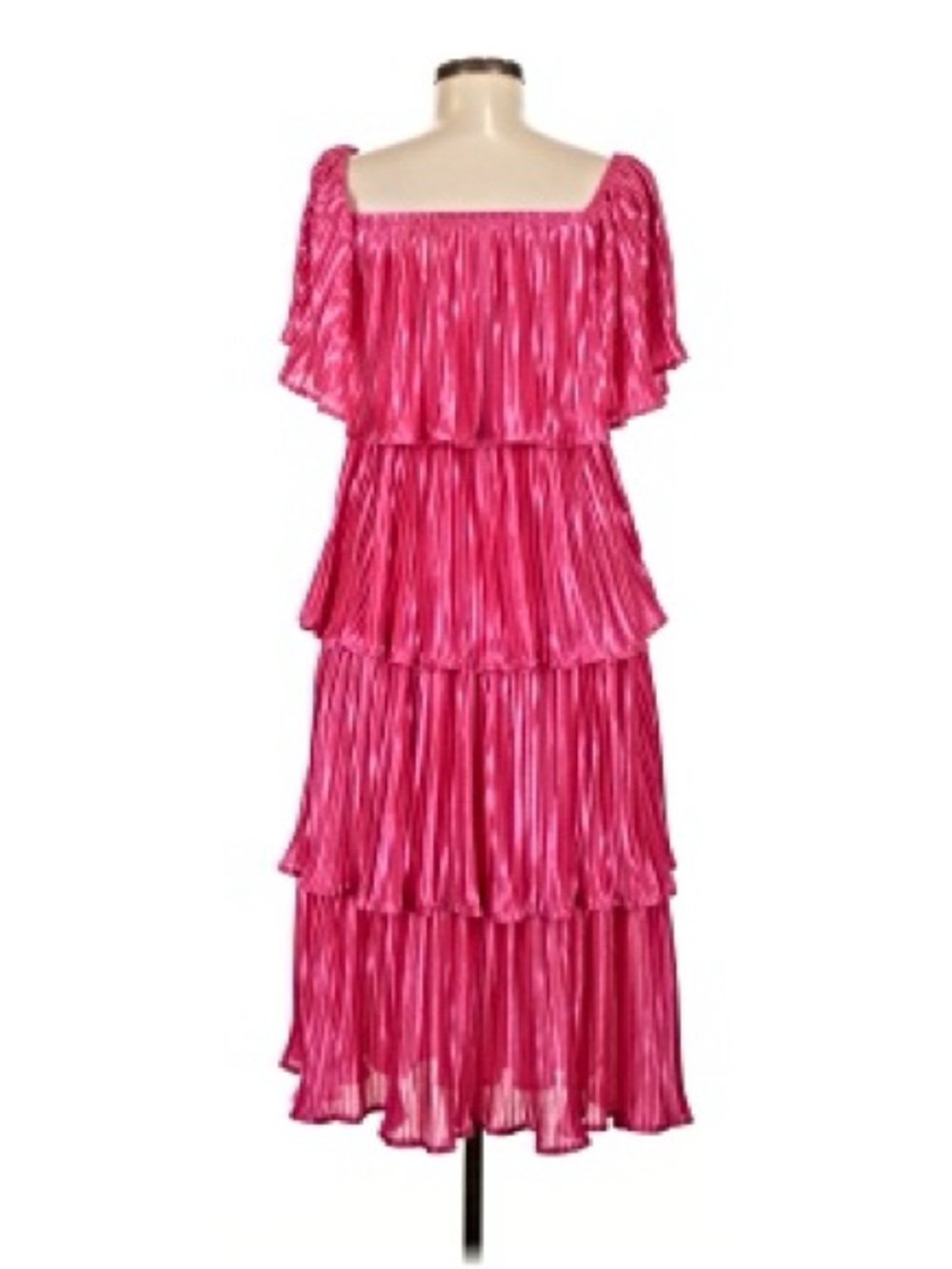 Tiered Ruffle Maxi Dress in Hot Pink